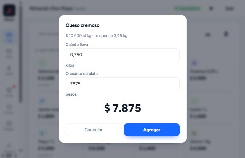 Venta por peso: medio kilo o por plata